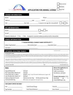 Animal License Application