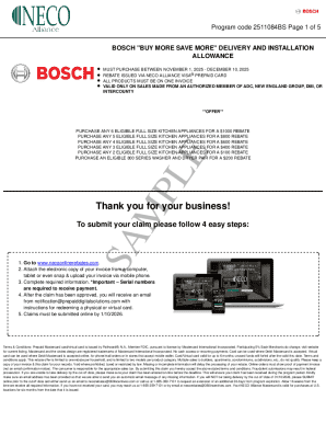 Bosch Buy More Save More Delivery and Installation Allowance