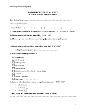 Medical Certificate for Student Health