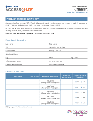Product Replacement Form
