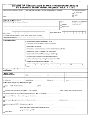 Immunohematology Consultation Order Form