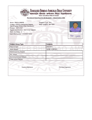 Provisional Exam Form for UG Semester II
