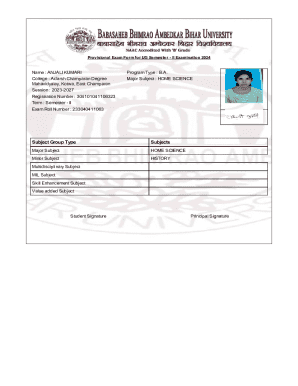 Provisional Exam Form for UG Semester II