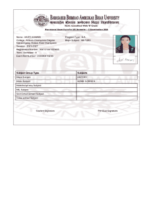 Provisional Exam Form for UG Semester II