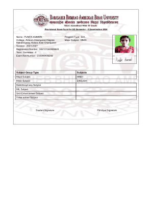 Provisional Exam Form for UG Semester II