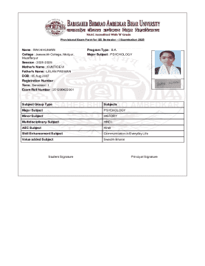 Provisional Exam Form for UG Semester - I Examination 2025