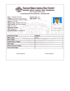 Provisional Exam Form for UG Semester - I Examination 2025