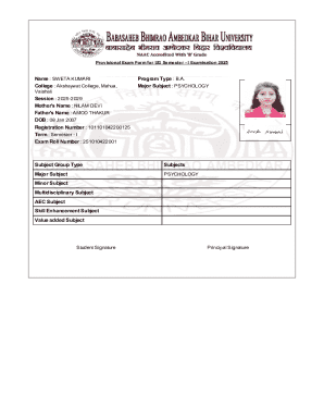 Provisional Exam Form for UG Semester - I Examination 2025