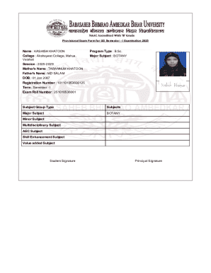 Provisional Exam Form for UG Semester - I Examination 2025