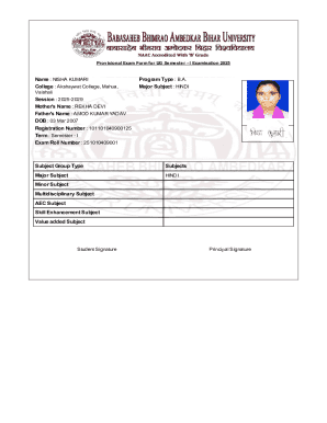 Provisional Exam Form for UG Semester - I Examination 2025