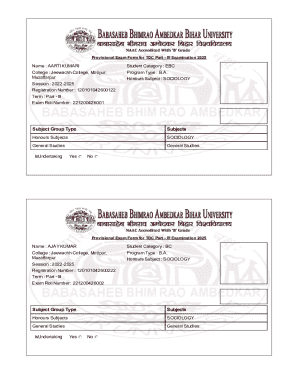 Provisional Exam Form for TDC Part III