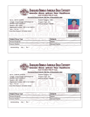 Provisional Exam Form for TDC Part III Examination 2024