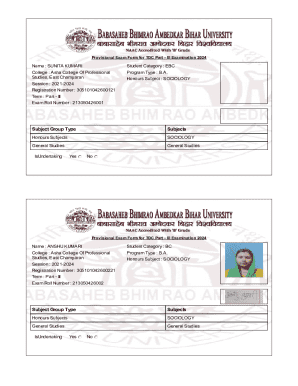 Provisional Exam Form for TDC Part III Examination 2024