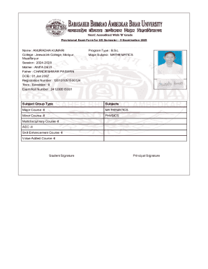 Provisional Exam Form for UG Semester - II Examination 2025