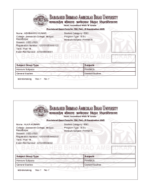 Provisional Exam Form for TDC Part III Examination 2025