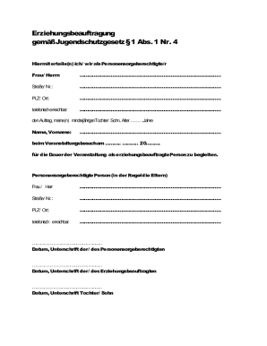 Erziehungsbeauftragung Form