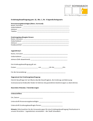 German Youth Supervision Authorization Form