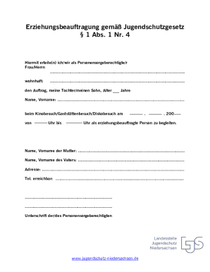 Erziehungsbeauftragung Form