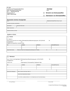 German Firearm Acquisition/Transfer Notice