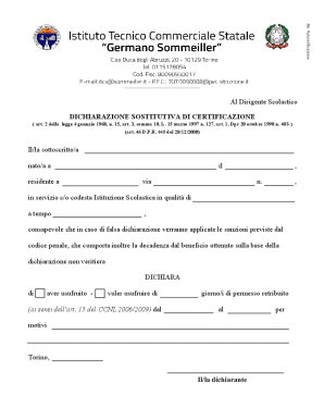 Dichiarazione Sostitutiva di Certificazione