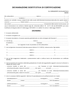 Dichiarazione Sostitutiva di Certificazione