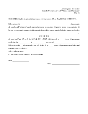 Teacher Permesso Retribuito Request