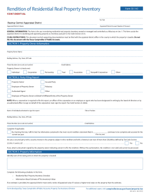 Texas Residential Real Property Inventory Form 50-143