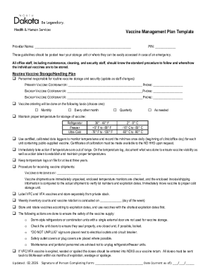 Vaccine Management Plan Template