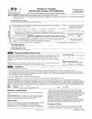 IRS Form W-9 Request for Taxpayer Identification Number and Certification
