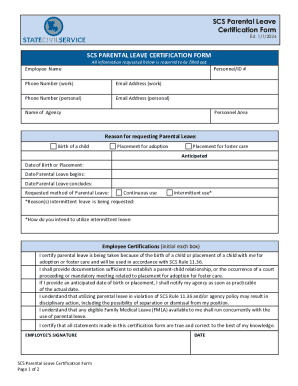 SCS Parental Leave Certification Form
