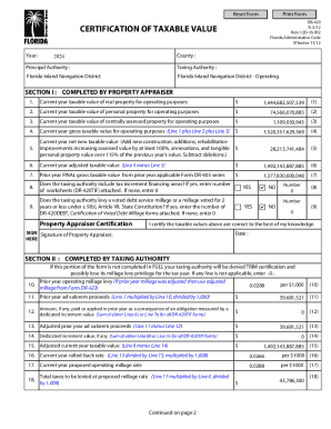 Florida DR-420 Certification of Taxable Value