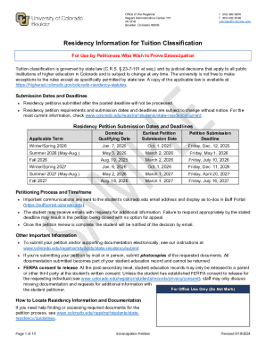 Colorado Residency Petition for Tuition Purposes