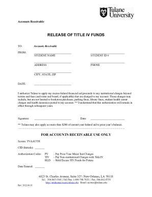 Release of Title IV Funds Authorization