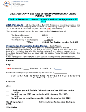2025 Per Capita and Presbyterian Partnership Giving Pledge Form