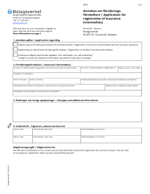 Swedish Insurance Intermediary Registration Form