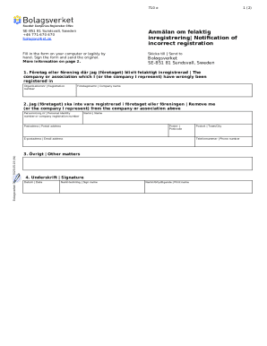 Notification of Incorrect Registration