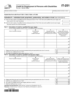 Claim for Credit for Employment of Persons with Disabilities