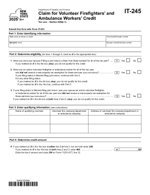 Form IT-245-I Instructions for Claim for Volunteer Firefighters ...