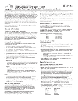 New York Real Property Tax Credit Form IT-214