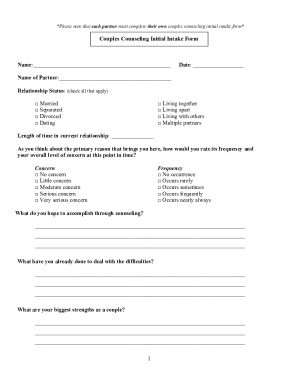 Couples Counseling Initial Intake Form