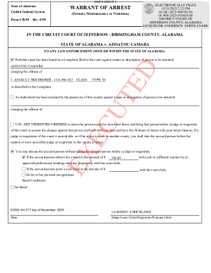 Alabama Warrant of Arrest Form CR-58
