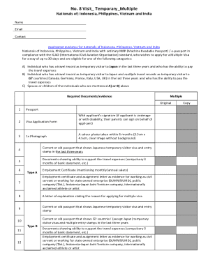Japan Multiple Visa Application Form