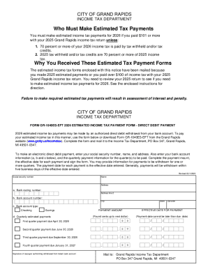 Grand Rapids 2026 Estimated Income Tax Payment Form