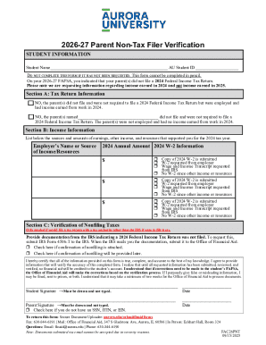 2026-27 Parent Non-Tax Filer Verification