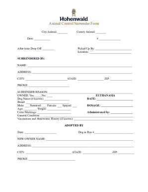 Animal Control Surrender Form