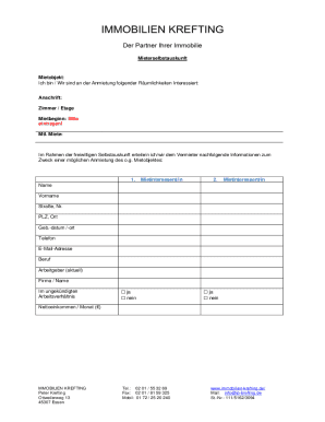 German Tenant Self-Disclosure Form