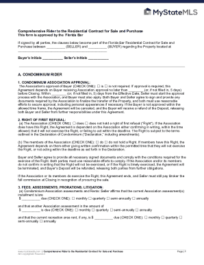 Comprehensive Rider to Florida Bar Residential Contract