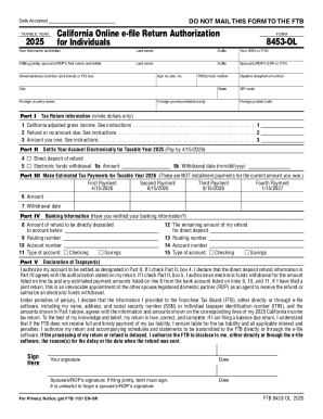 California Online e-file Return Authorization Form 8453-OL
