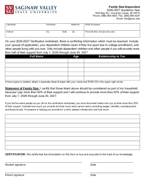 Family Size-Dependent Verification Form