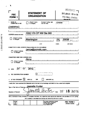 FEC Form 1 Statement of Organization